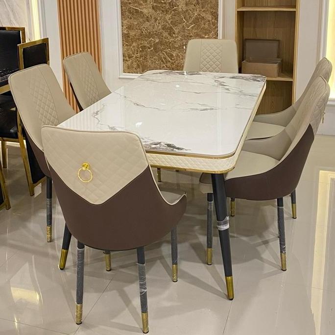 Terbaru Meja Makan Marmer K6 Ct 1012-W - Meja Makan Marmer - Sumber Rizky Furniture - Gratis Ongkir 
