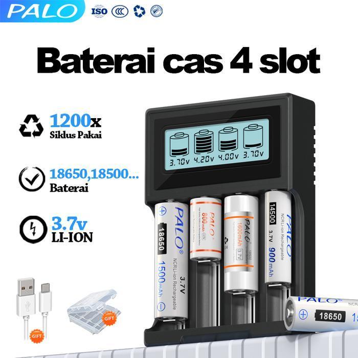 PALO CHARGER BATERAI 4 SLOT UNTUK BATERAI LITHIUM 3.7V 18650 - ISI CEPAT & PINTAR UNTUK 18650, 18500