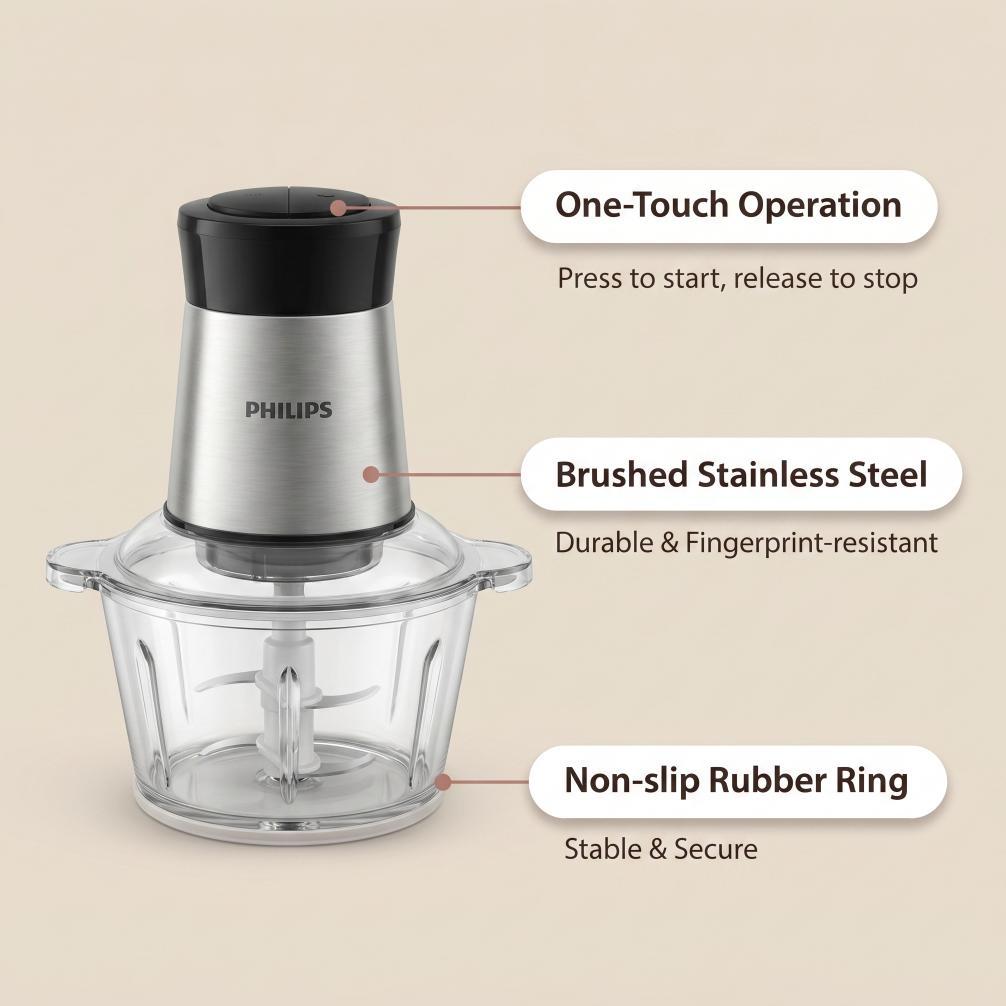 HOT DEALS Chopper philips Blender Penggiling Daging Stainless 2L - Multifungsi, Mudah Dibersihkan, P