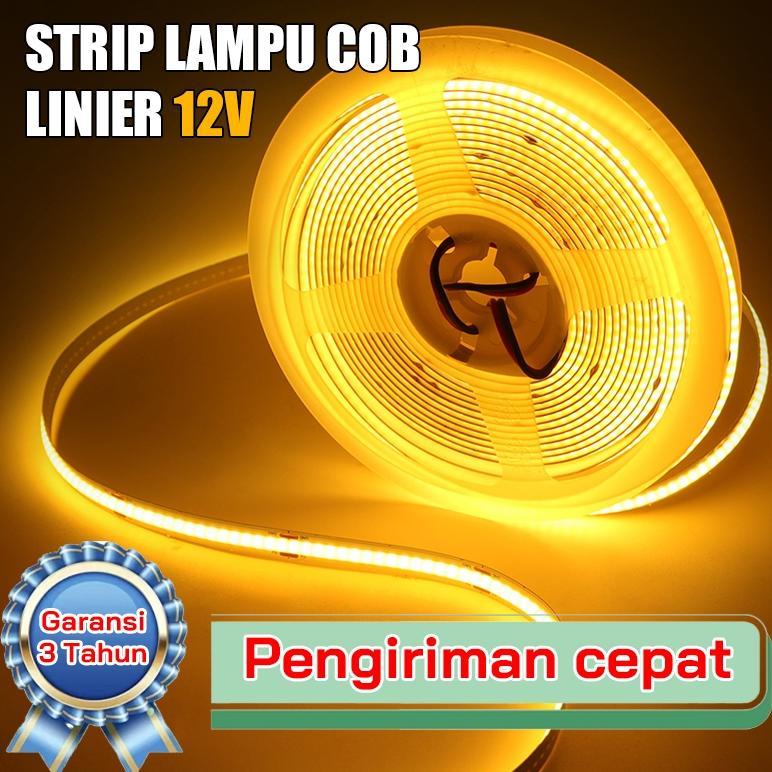 Lampu strip COB 12V/24V Cahaya Kepadatan Tinggi 5 Meter/10Meter Lampu Led Lem Perekat Sendiri