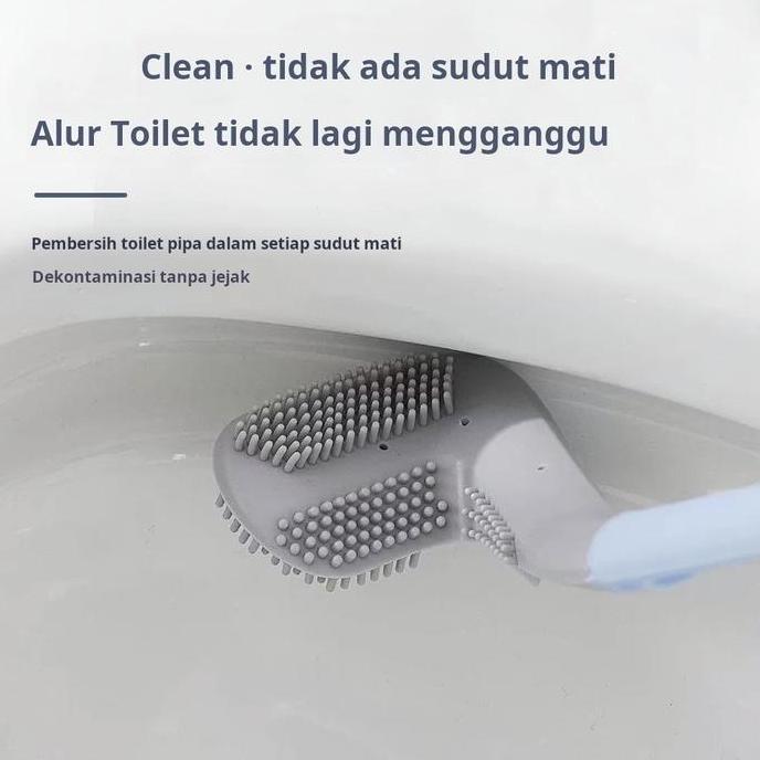 Sikat toilet rumah tangga tanpa sudut mati pegangan panjang untuk mencuci toilet dasar dinding celah