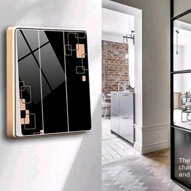 saklar lampu rumah saklar listrik modern hitam motif 1 way