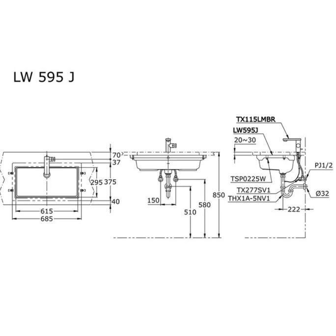 WASTAFEL TOTO LW 595 J /WASTAFEL TANAM TOTO LW595J/BASIN SINK TOTO