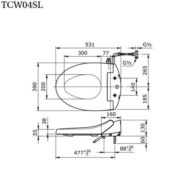 TOTO TCW04SL BIDET/TUTUP ECO WASHER TOTO TCW 04SL/TUTUP TOTO ORIGINAL