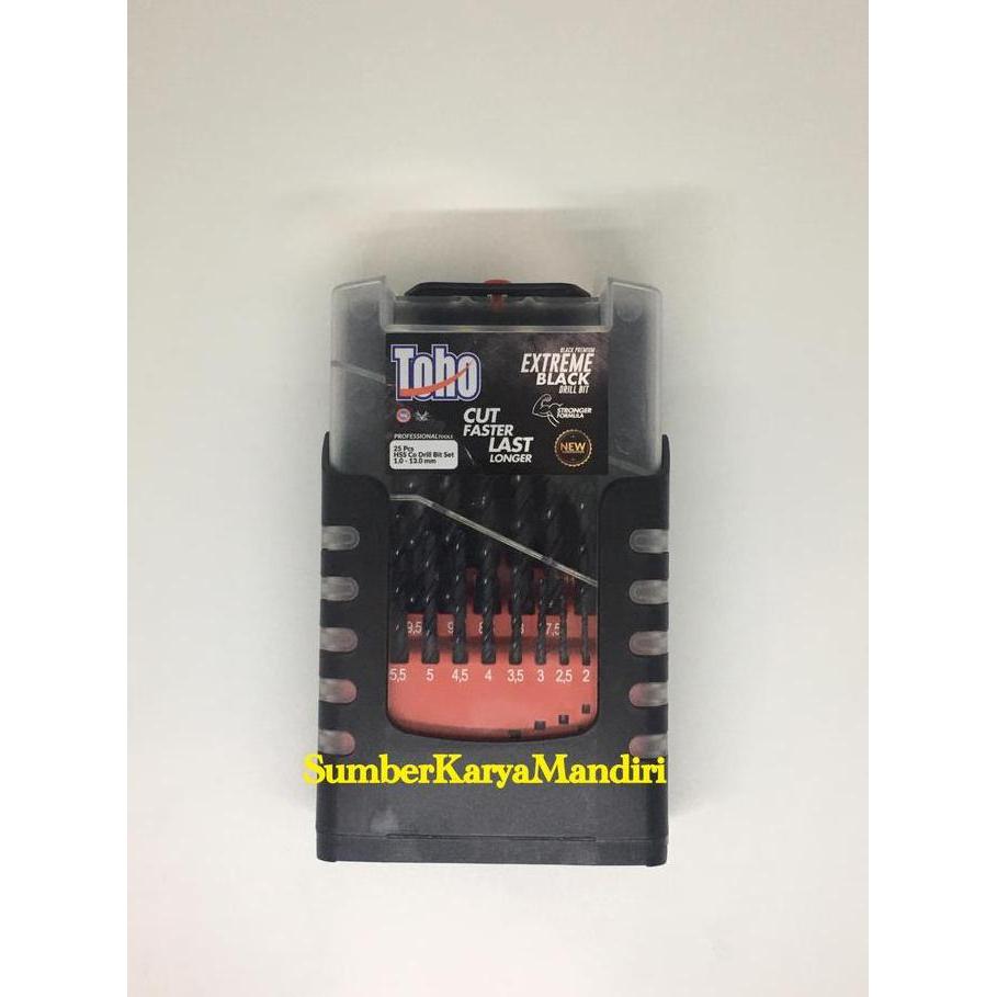 Mata Bor Set Toho 1-13MM (25Pcs) HSS Cobalt ( Untuk Besi & Stainless ) Hitam
