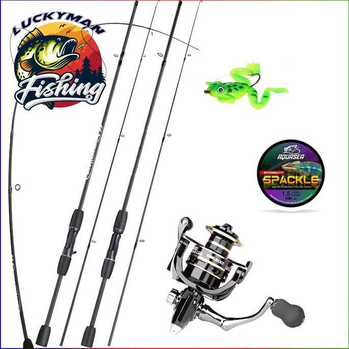 LUCKY MAN-Set joran pancing, panjang 1,8m-2,1m, gagang EVA, set joran pancing serat karbon, bahan se