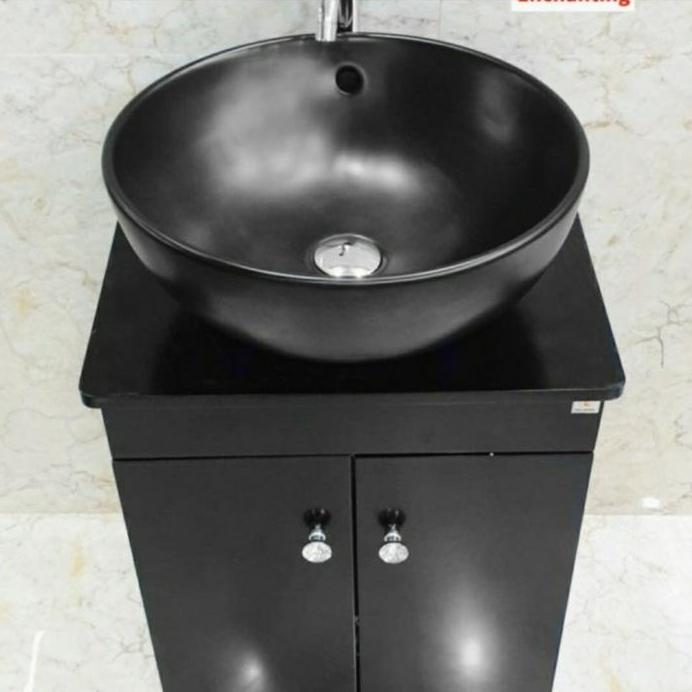WASTAFEL BULAT HITAM MEJA/WASTAFEL CUCI TANGAN BLACK BULAT MODEL TOTO