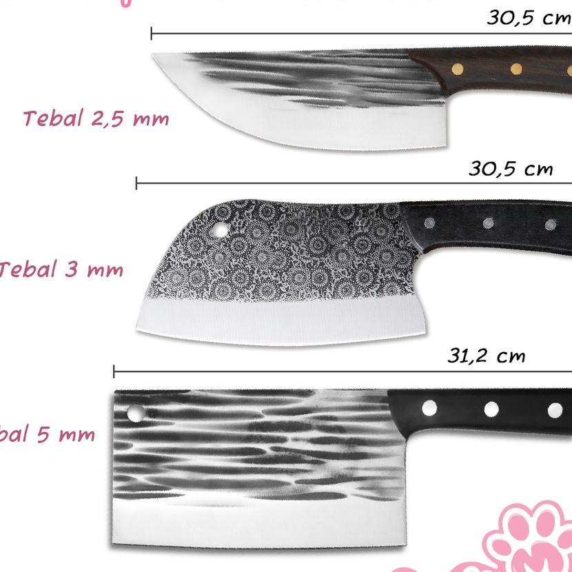Pisau Dapur Pemotong Daging & Tulang - Pisau Motif Timbul - Pisau Besi Stainless - Pisau Masak Tebal