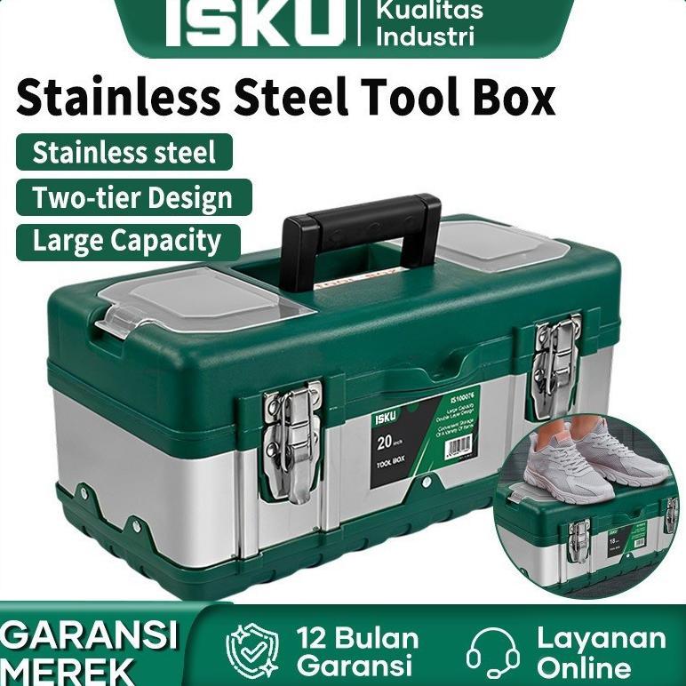 Isku Tool Box Besar 20 Inch Tool Box Bahan Stainless Steel Kotak Perkakas Tahan Lama Toolbox