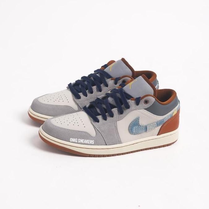 Air Jordan 1 Low Se Phantom Denim Swoosh Star Blue - Bnib Original