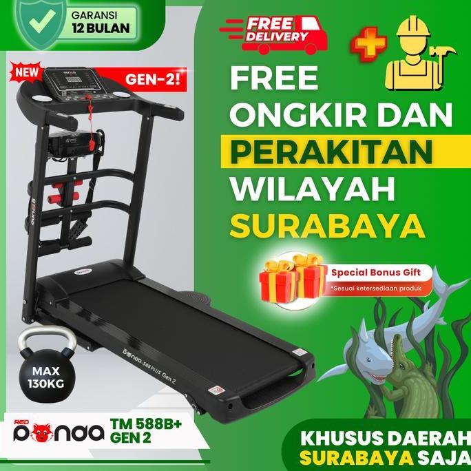 Free Ongkir + Rakit Surabaya Sekitar - Treadmill Listrik RedPanda 588