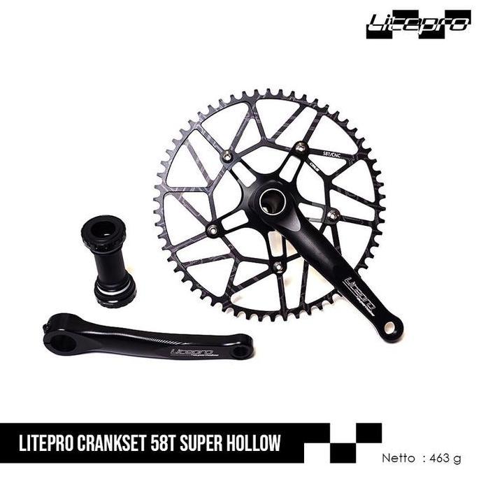 LITEPRO CRANKSET 58T SUPER HOLLOW BLACK