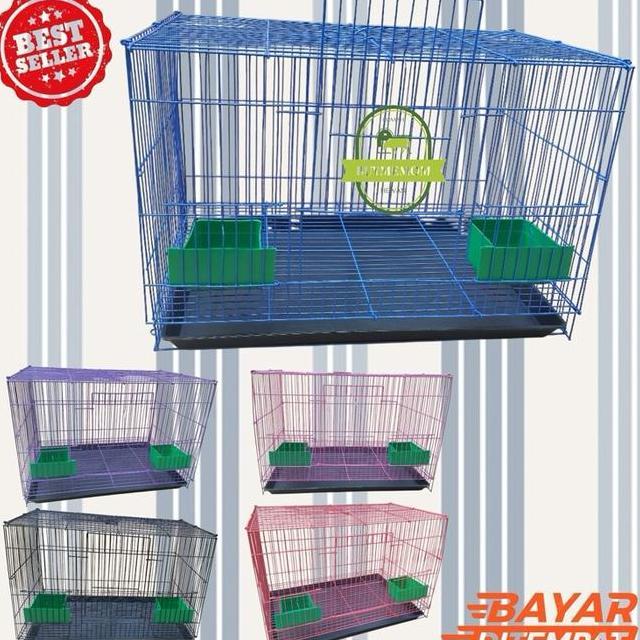 Kandang Besi Umbaran Lipat Uk P 45Cm L 32Cm T 30Cm Free 2 Tempat Makan Dan Minum Dan Free Alas Tatak