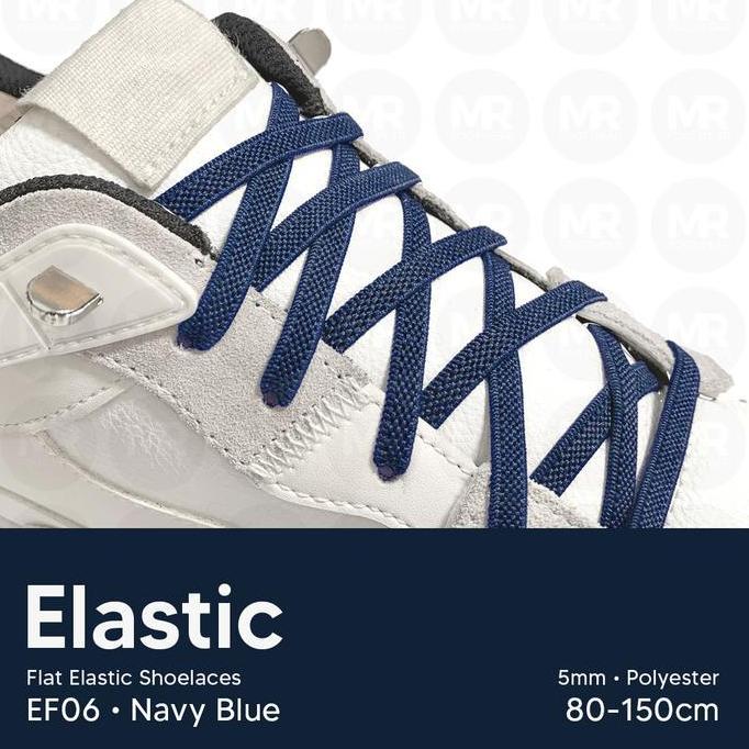 Giy- Mr Shoelaces Ef06 Elastic Biru Navy Tali Sepatu Flat Elastis 100Cm