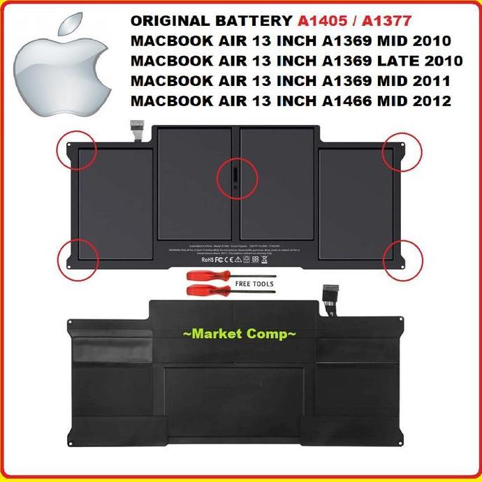 Baterai Macbook Air 13 Mid 2011 A1377 A1405 Battery Macbook Air 13"