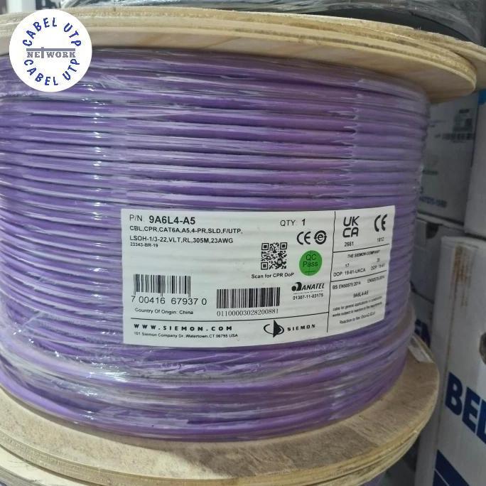 Ready  SIEMON Cat.6A Kabel F/UTP Cat.6A 10GIG  P/N 9A6L4-A5 4Pair 23Awg LSOH Violet/Ungu @305 Meter
