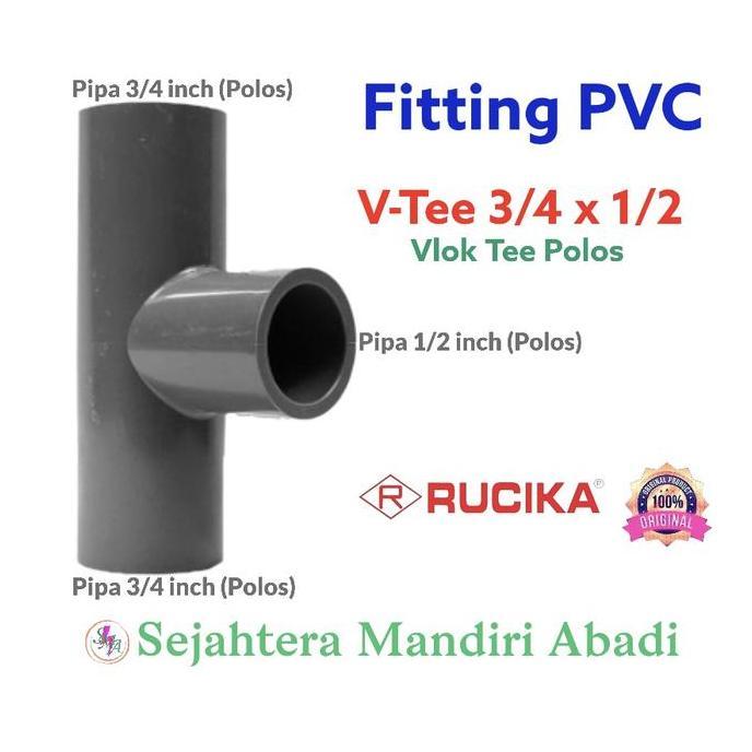Ready Fitting PVC Vlok Tee 3/4x1/2 Rucika Tee Reducer 3/4 inch x 1/2 inch