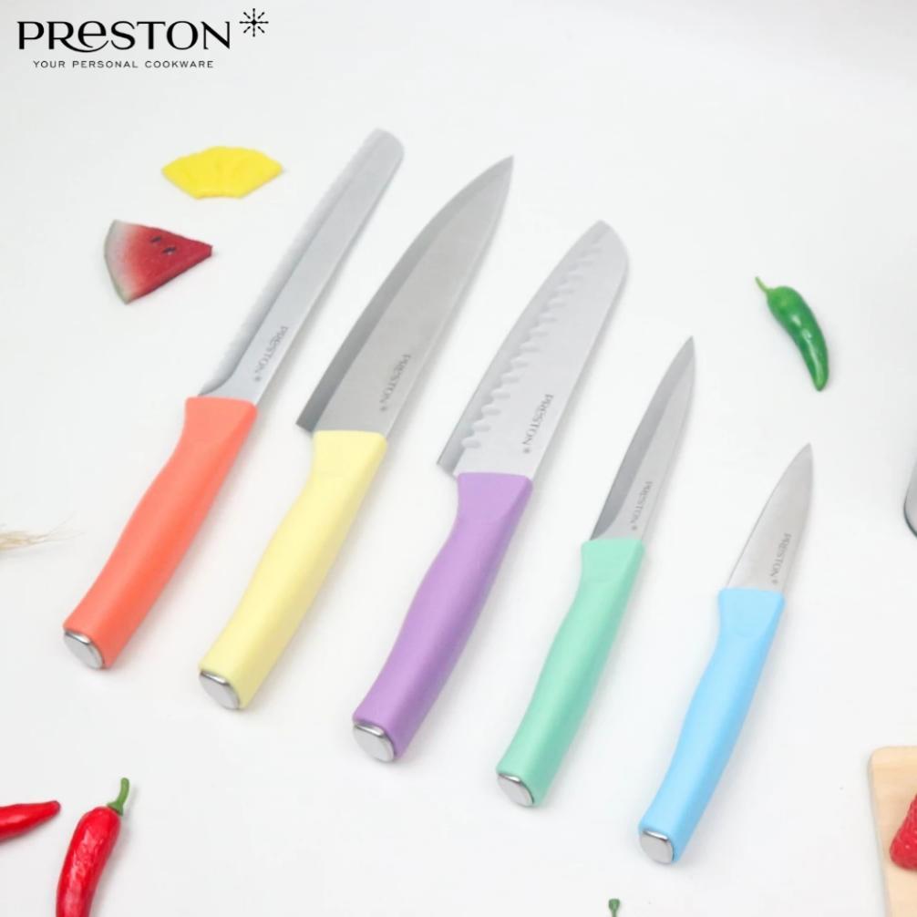 HOT SALE Preston Cookware Pisau Premium Knife 5 in1 Colorful Pisau Dapur Wadah Stainless Anti Karat