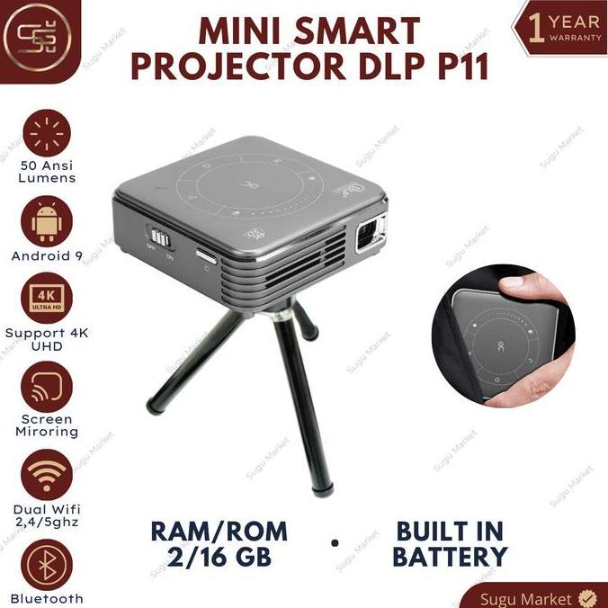 Dlp P11 Mini Smart Projector Android 9 2Gb/16Gb Airplay Miracast