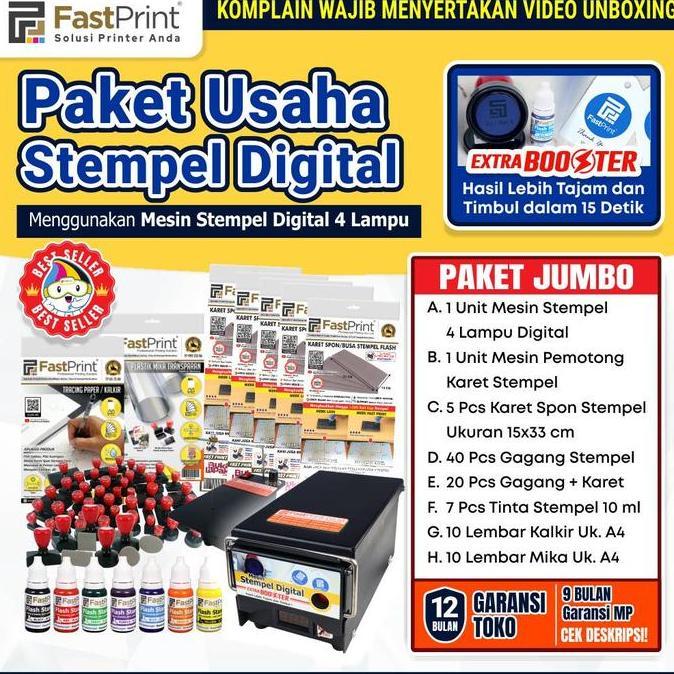 Ready  Paket Jumbo Usaha Mesin Stempel Digital 4 Lampu Warna Lengkap