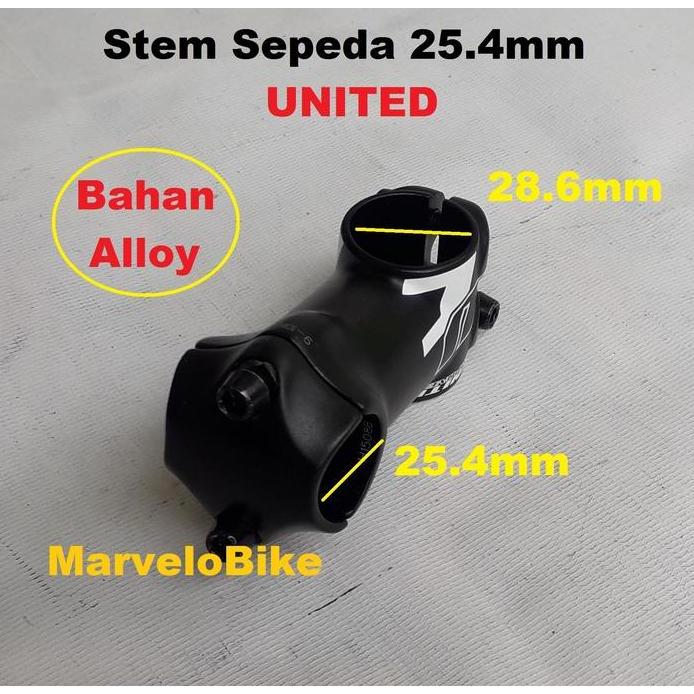 Head Stem Sepeda 25.4mm Standar Merk UNITED Stem Sepeda MTB Fixie Balap UNITED murah