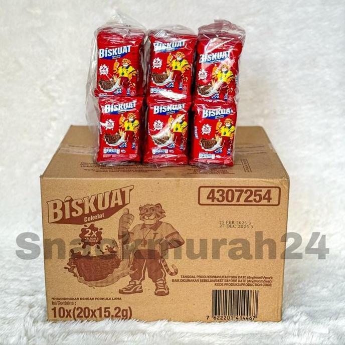 [Dus] Biskuat Biskuit Susu Cokelat Dan Original 1 Dus / Karton Isi 10 Pak X 20 Renceng (200Pcs) D000