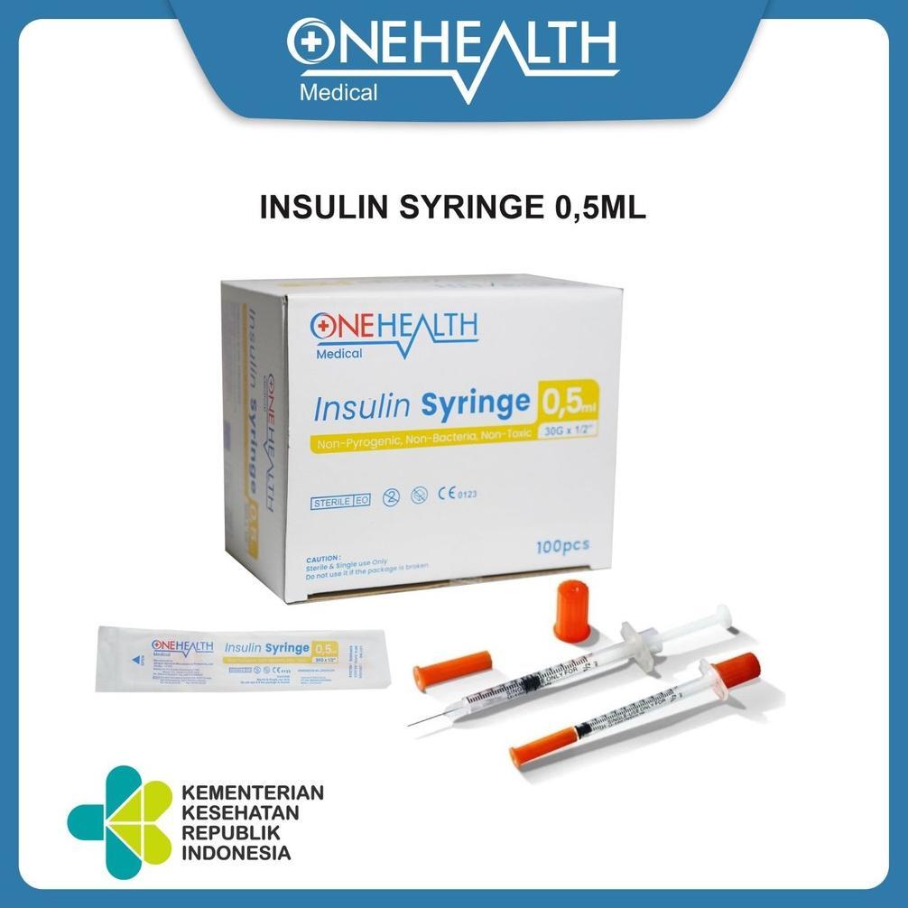Onehealth Insulin Syringe 0.5 ML With Needle Jarum Suntik Insulin - Box