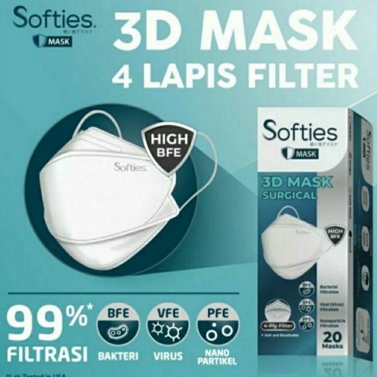 Softies 3D MASK SURGICAL 4ply isi 20 / Masker Medis KF94  Softies 4ply