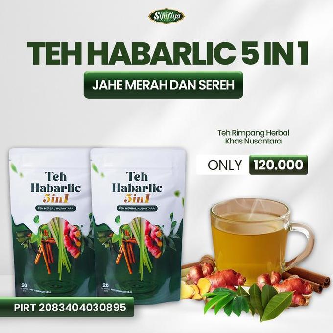 [2 Pouch] Teh Rimpang Herbal Habarlic 5In1 - Jahe Merah, Sereh, Kayu Manis, Daun Sirsak, Daun Salam,