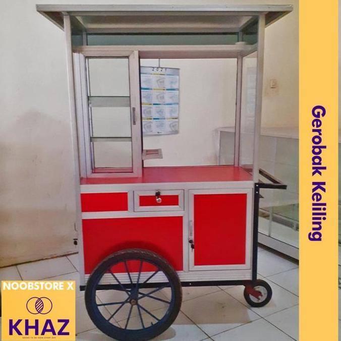 Terlaris Gerobak Jualan Keliling / Gerobak Dorong / Gerobak Alumunium / Gerobak Kaki Lima