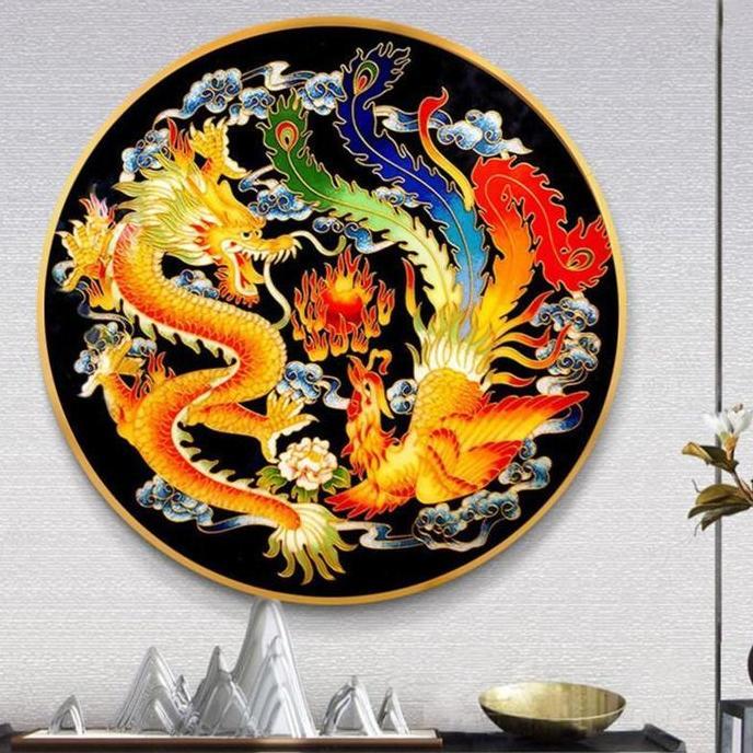 DIY Diamond Painting Full naga dan phoenix burung hong 5050cm D871