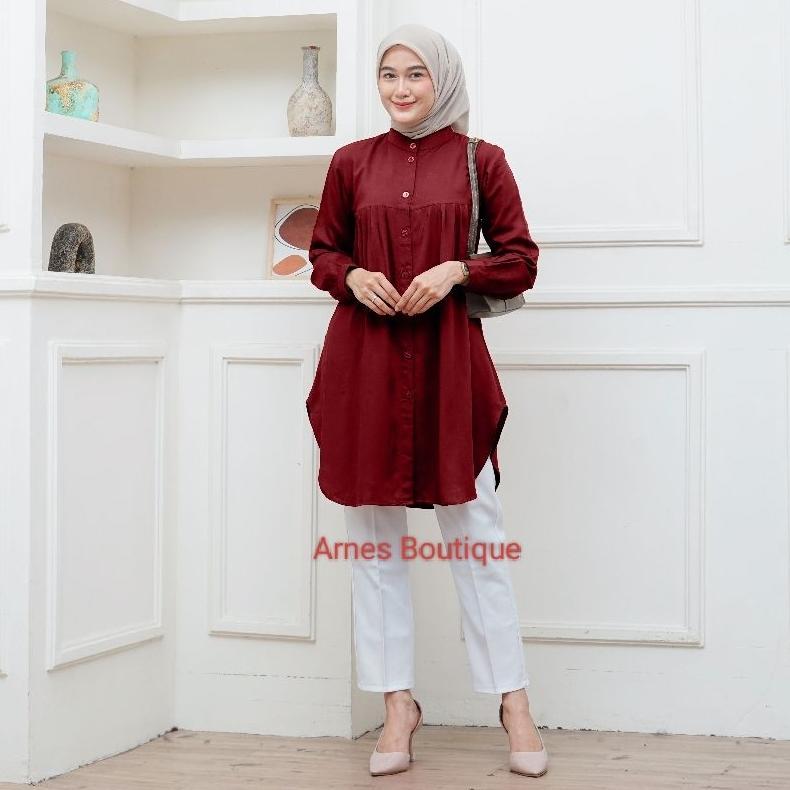 original baju putih atasan wanita tunic rayon twill polos busui friendly tunik kerja kuliah basic