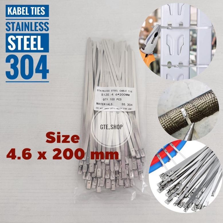 Kabel Tie Stainless SS304 Cabel Ties 4.6 x 200mm/ Kelem Exhaus Warp / Cabel Ties / Cabel Ties / Kabe