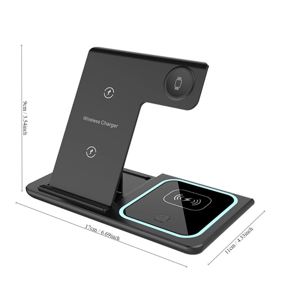 Discount 3 In 1 Wireless Charger Foldable Charging Station LED For Mobile Phone iPhone 15 14 13 12 1