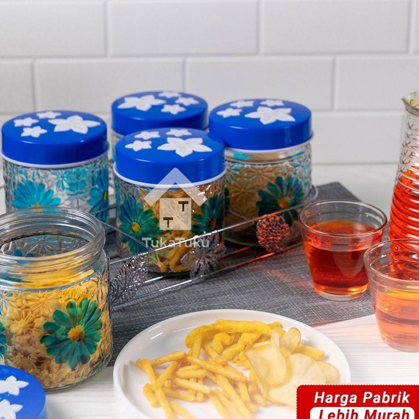 Toples Kaca Set Hc Tempat Penyimpanan Kue Kering | Wadah Makanan Set
