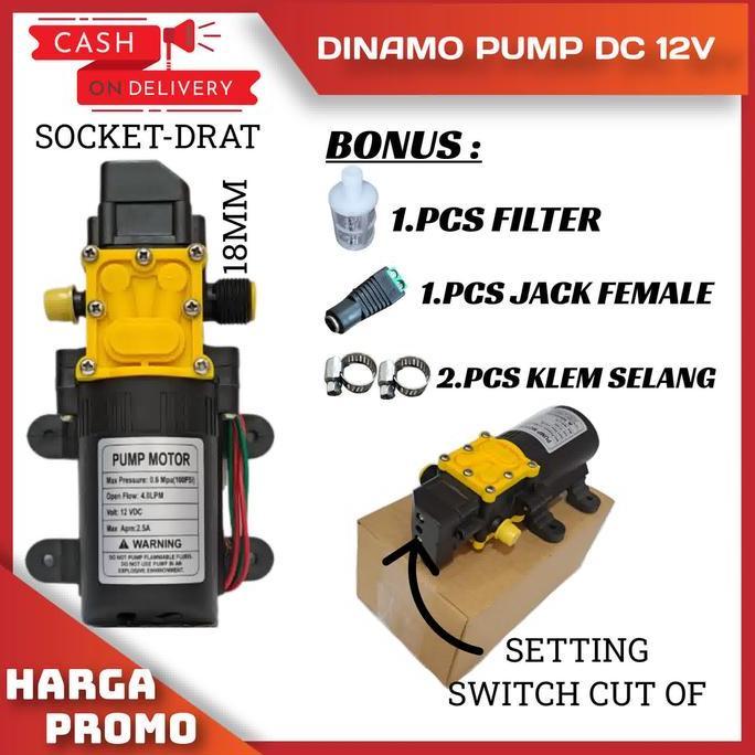 Gonew- Fluszo- Pompa Air Dc 1V / Dinamo Pompa Sprayer / Cuci Mobil / Motor / S/D