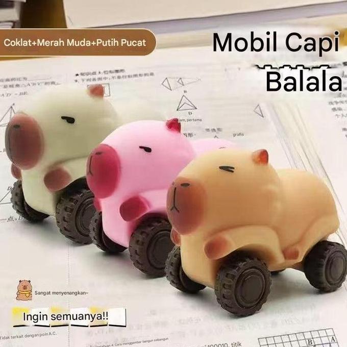 YORKSHIREY Mobil reli Capibara/artefak dekompresi boneka kreatif/mainan dekompresi untuk anak laki-l