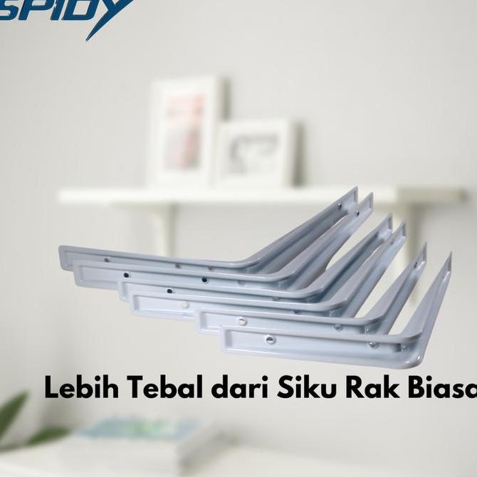 SIKU RAK BESI PERSEGI HIASAN DINDING KAMAR DAPUR PUTIH 22-32CM BRAKET