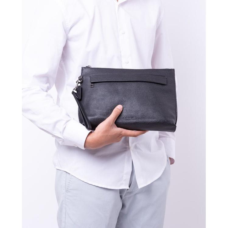 Clutch Pria Branded Co Men Carryall Pouch Pebbled Leather 100% Original