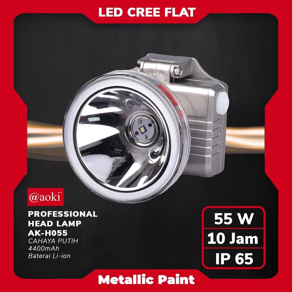 Aoki Senter Kepala Professional Premium Metallic Paint Cas 55 Watt Led Cree Flat Murah Super Terang 