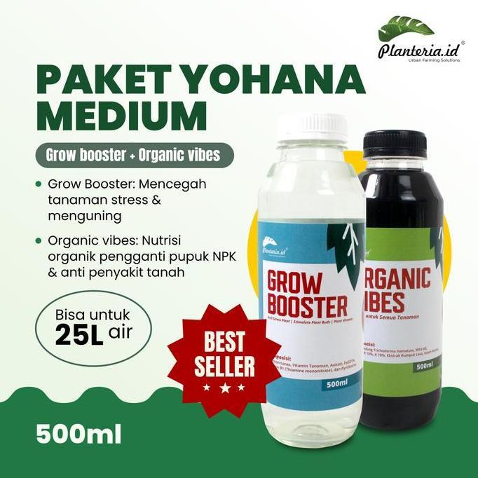 Paket Yohanna Organic Vibes 500ml+ Grow Booster 500ml tanaman daun npk  pupuk  Jamur Sprayer