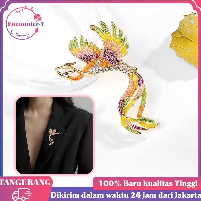 QINGACHO Bross Phoenix Warna Pin Jas Wanita Korea Bros Burung Phoenix Bros Jas Wanita Lapel Pin Bros