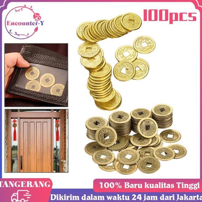 QINGACHO 100pcs/Set Uang Koin Kuno China 1cm Koin Keberuntungan Koin Fengshui Koin Cina Koin Imlek