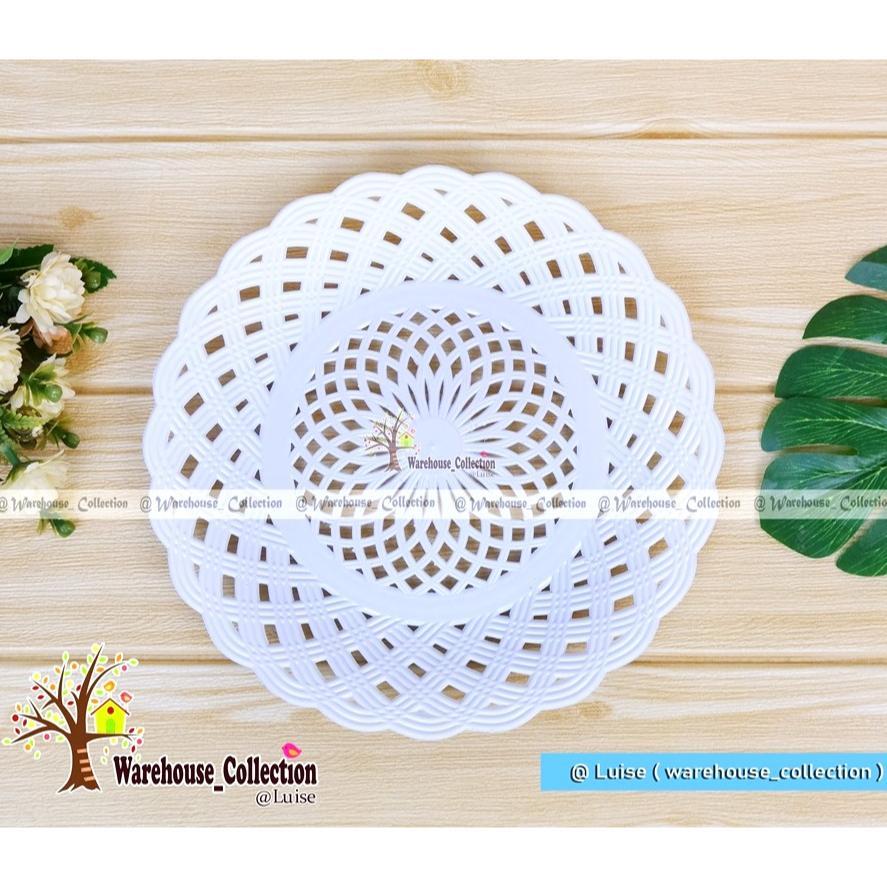6 Bj- Piring Rotan Anyam/Bunga khusus putih / Piring Plastik Bunga Putih / Piring Plastik rotan Mura