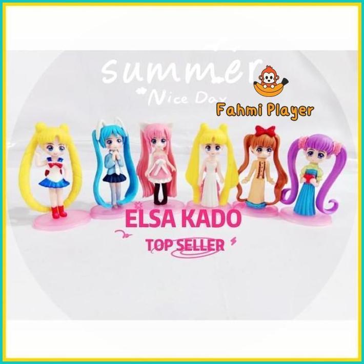 Action Figure Sailor Moon Set 6 Pajangan Mobil Sailormoon Hiasan Kue
