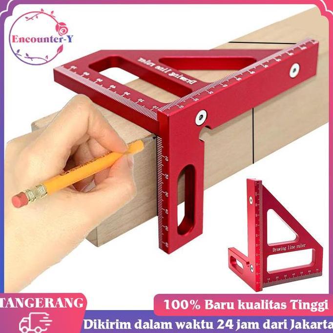 QINGACHO Penggaris Siku Serbaguna Penggaris Segitiga Siku Aluminium Woodworking Ruler Penggaris Tuka