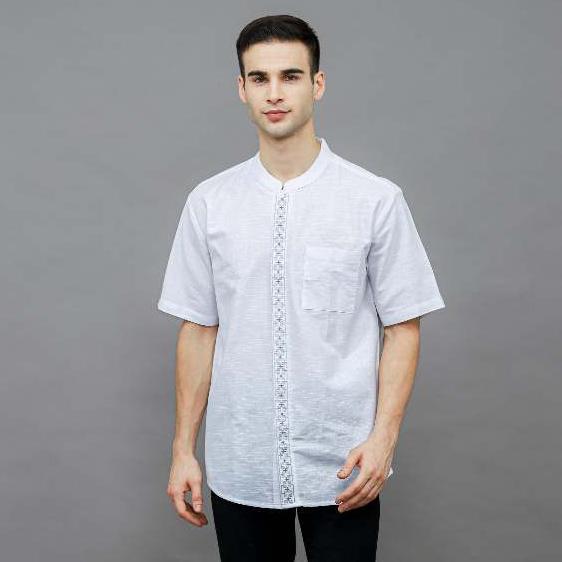 BEST SALE LOA STUDIOS - BAJU KOKO KEMEJA BORDIR LENGAN PENDEK PRIA PUTIH - DALIL