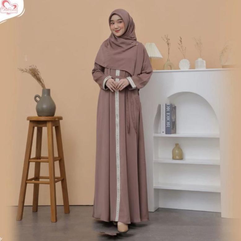 best promo abaya maxi dress premium/gamis abaya arabian renda garis satu terbaru/gamis mewah ful ren