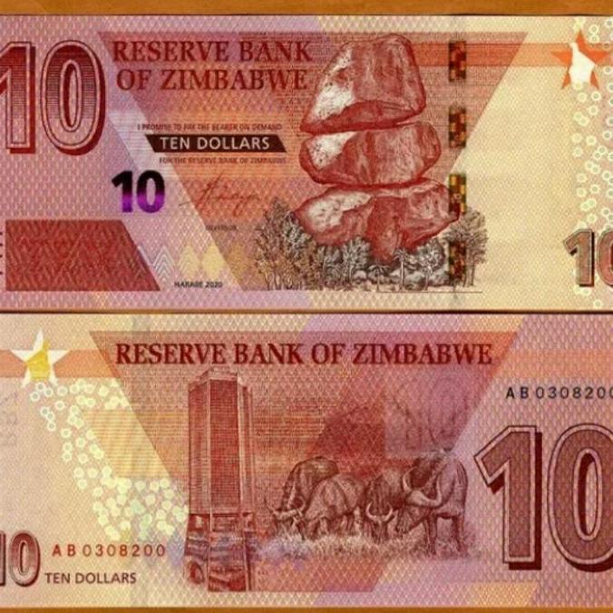 Zimbabwe 10 Dollars 2019 Prefix. AA