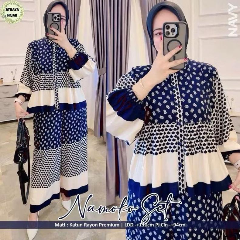 FAVORIT Setelan One Set Rayon Motife Terbaru Viscose  SIZE M L XL XXL Wanita kekinian Jumbo Busui KE